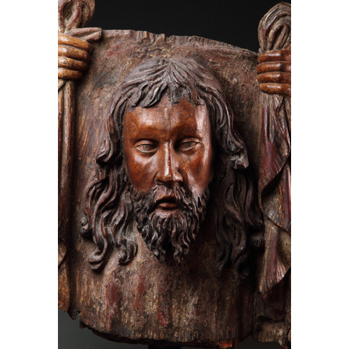 South German Carved Walnut Panel Depicting the Image of Christ